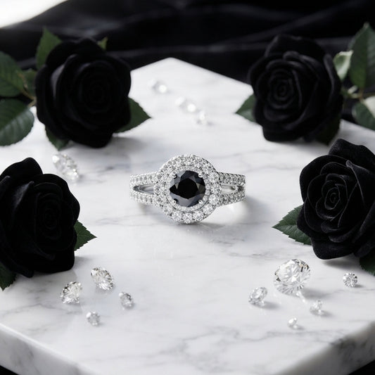 Black Onyx Halo Statement Ring