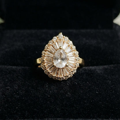 Gold Teardrop Crystal Ring