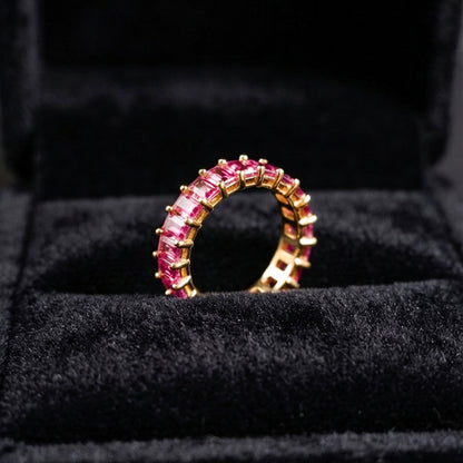 Pink & Gold Crystal Band Ring