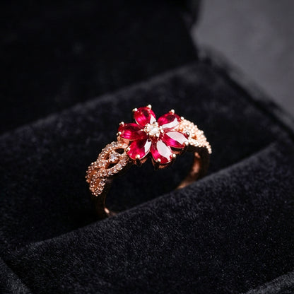 Rose Gold Pink Floral Ring