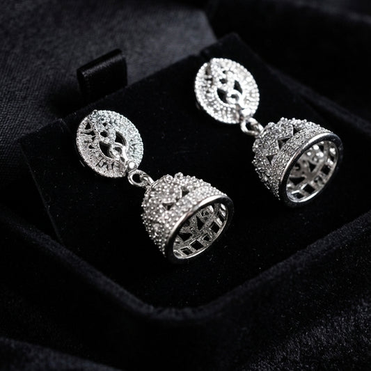 Silver Crystal Jhumka Earrings