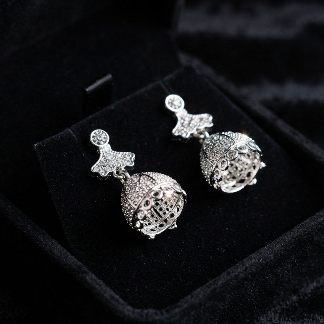 Silver Crystal Drop Earrings