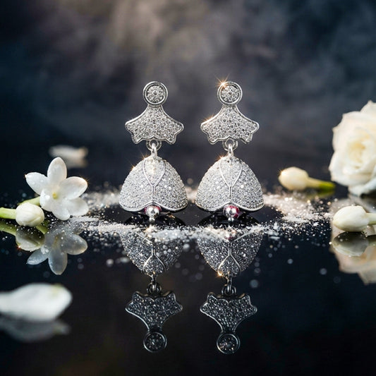 Silver Crystal Drop Earrings