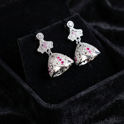 Silver Pink Jhumka Earrings