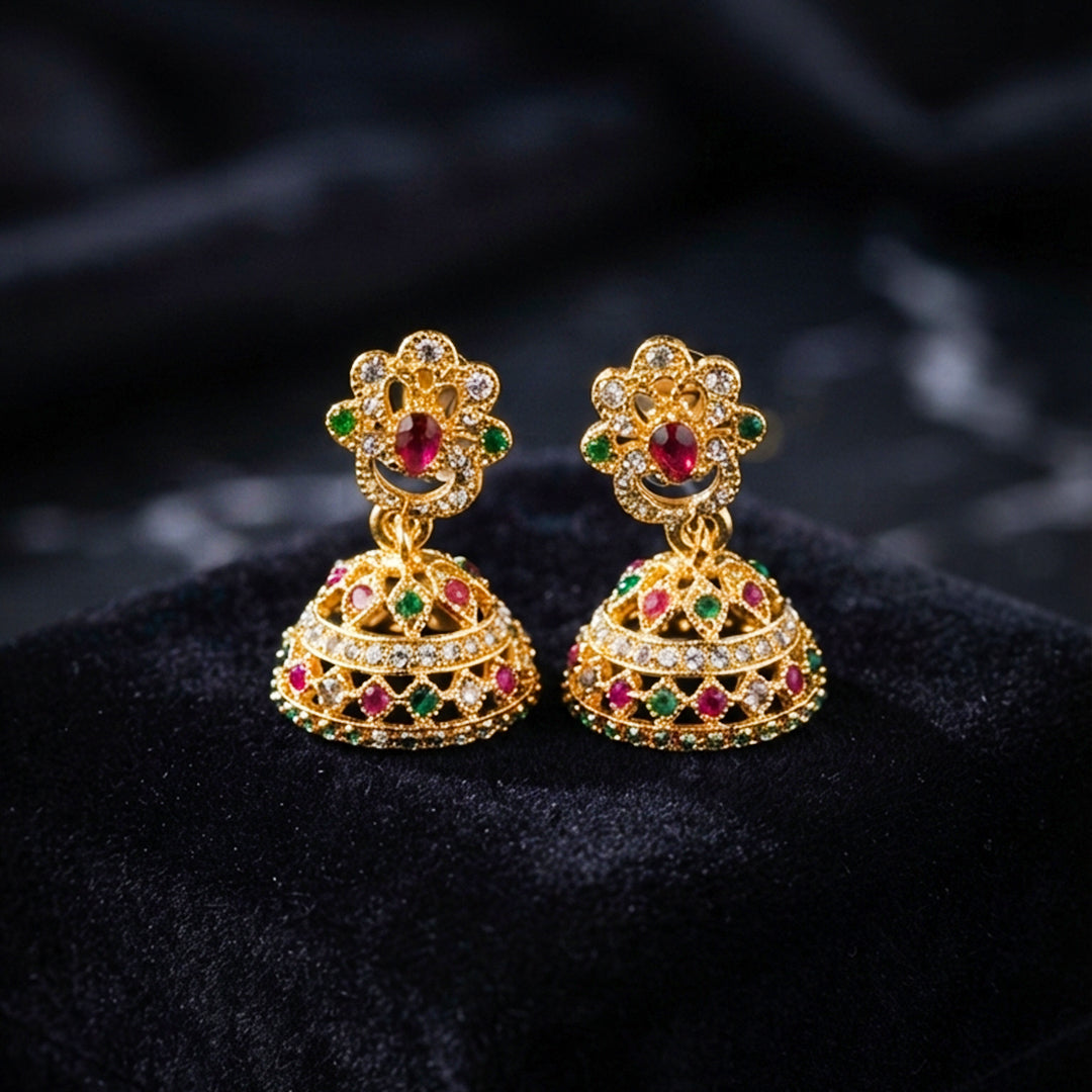 Gold Multicolor Jhumka Earrings