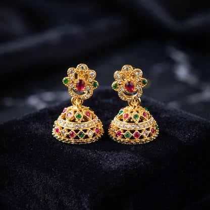 Gold Multicolor Jhumka Earrings