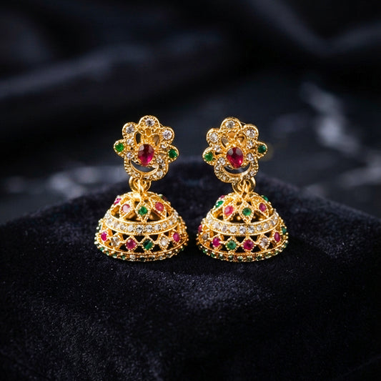 Gold Multicolor Jhumka Earrings