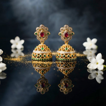 Gold Multicolor Jhumka Earrings
