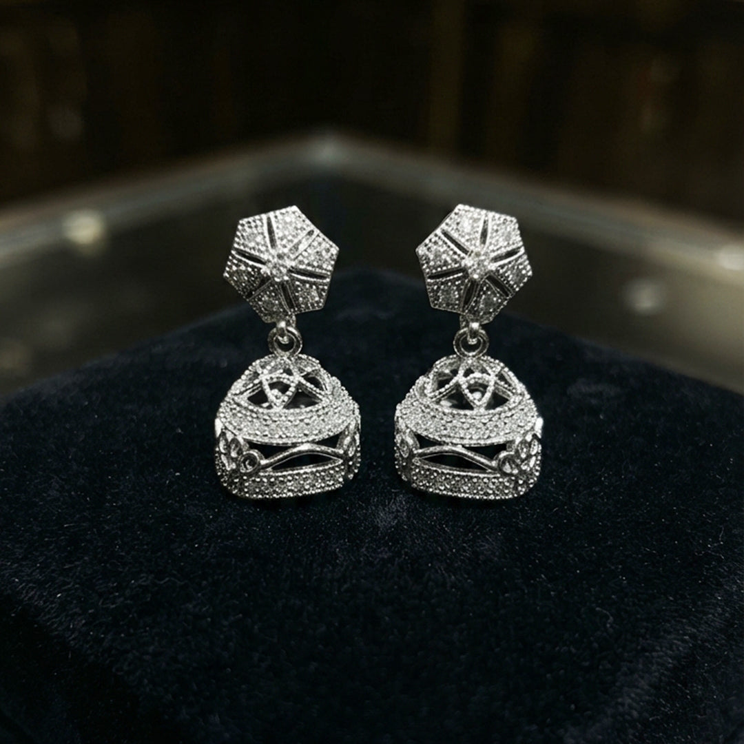 Silver Dome Jhumka Earrings