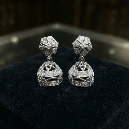 Silver Dome Jhumka Earrings