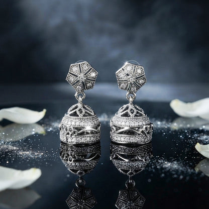 Silver Dome Jhumka Earrings