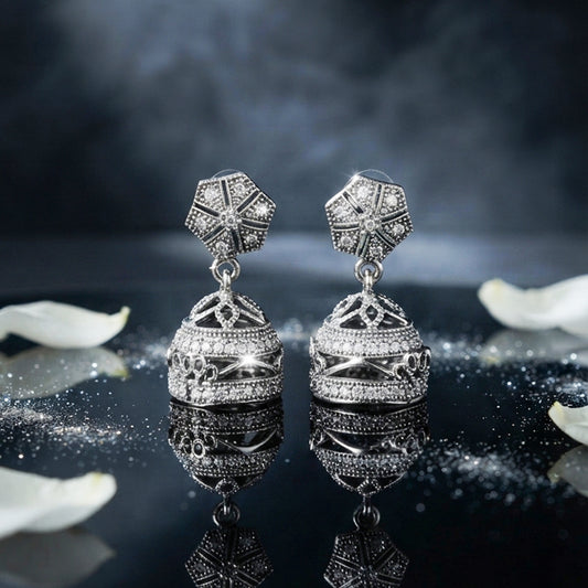 Silver Dome Jhumka Earrings