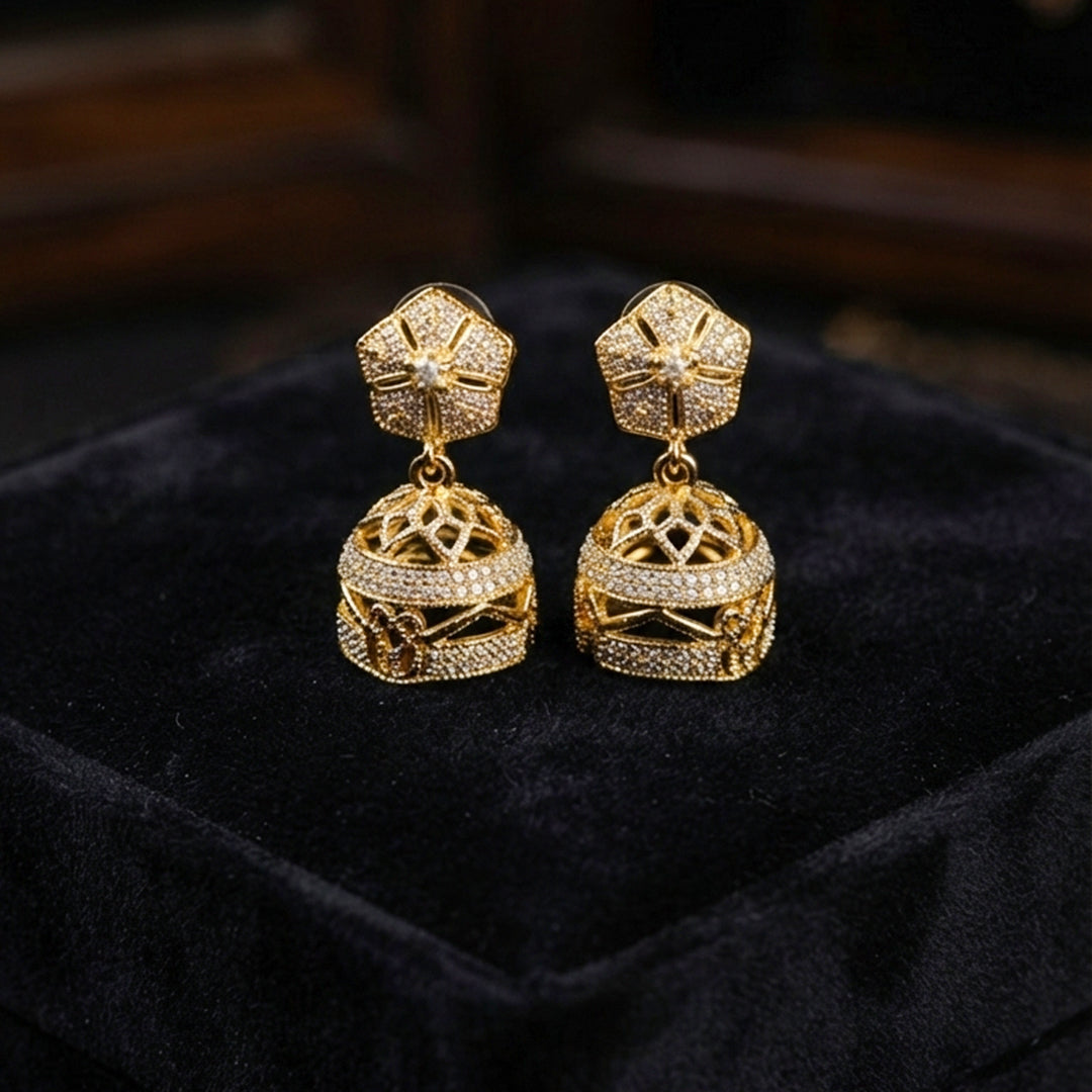 Gold Dome Jhumka Earrings