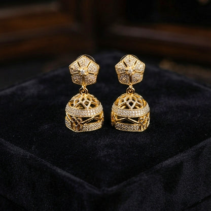 Gold Dome Jhumka Earrings