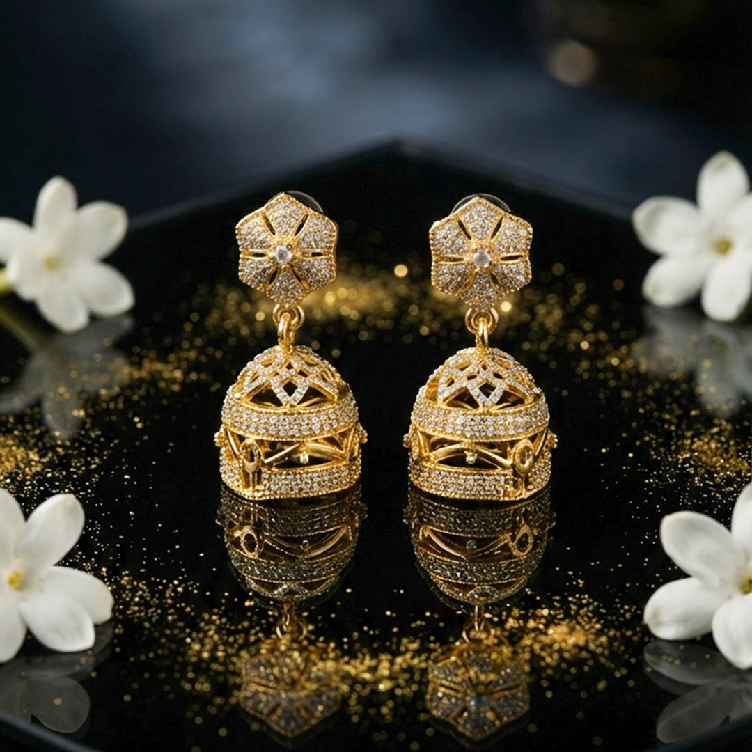 Gold Dome Jhumka Earrings