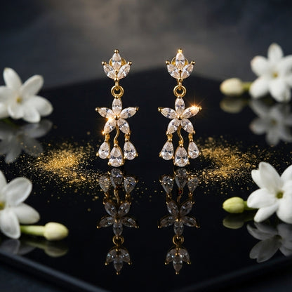 Gold Crystal Dangle Earrings