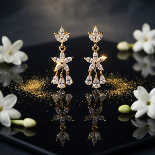 Gold Crystal Dangle Earrings
