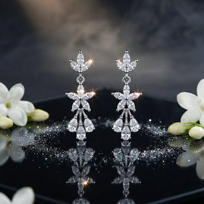 Silver Crystal Dangle Earrings