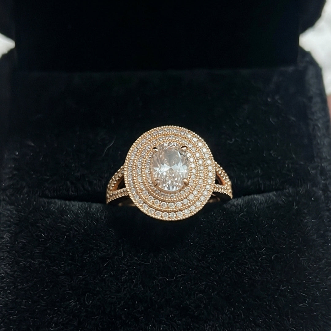 Gold Round Halo Ring
