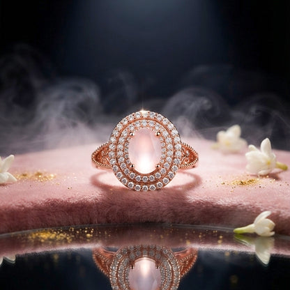 Rose Gold Oval Halo Ring