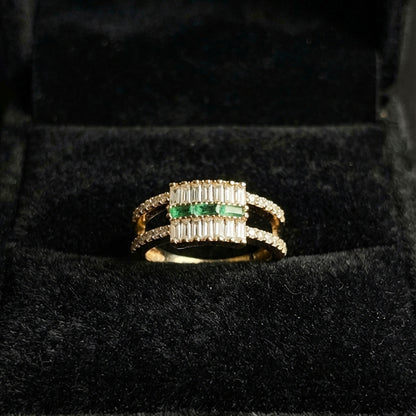 Gold Emerald Green Statement Ring