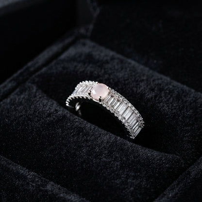 Silver Pink Halo Ring