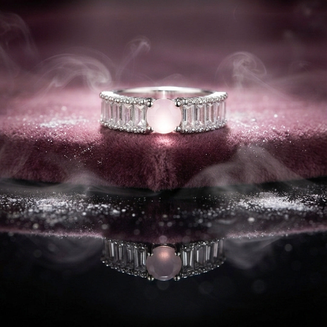 Silver Pink Halo Ring