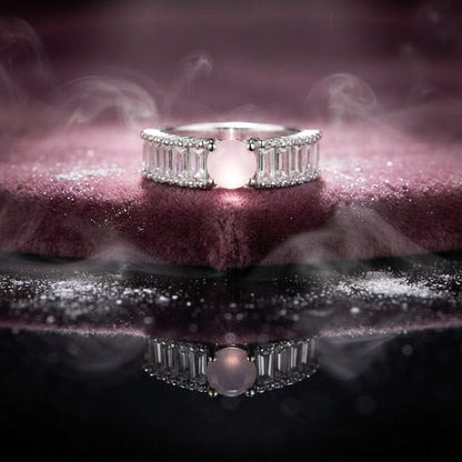 Silver Pink Halo Ring