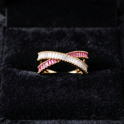 Gold & Pink Cross Over Ring