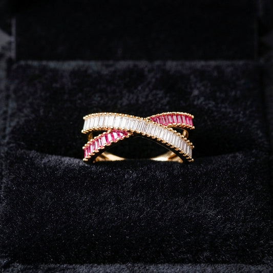 Gold & Pink Cross Over Ring