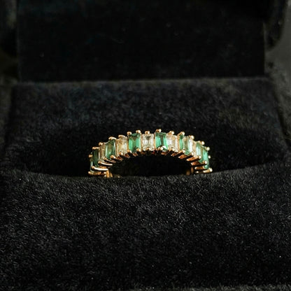 Gold Emerald Crystal Band Ring