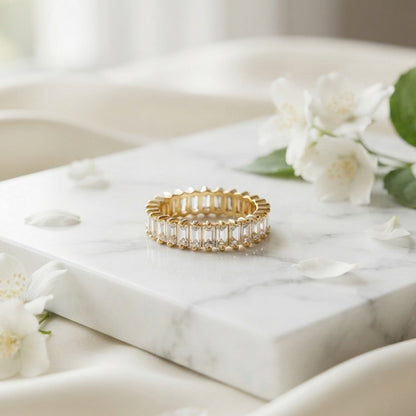Gold Crystal Band Ring